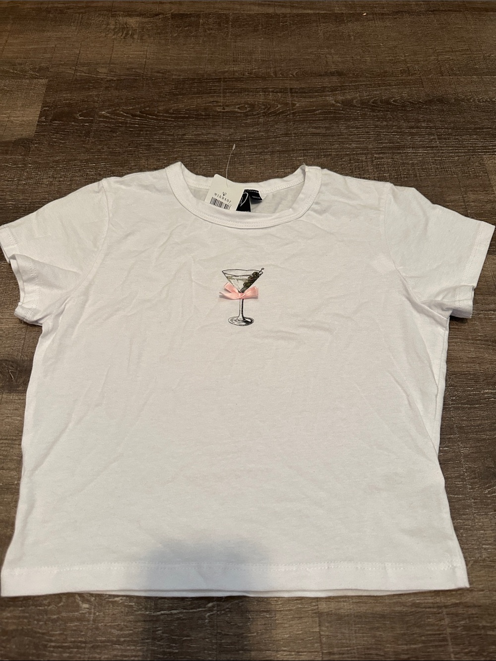 Windsor White Crop Top with Martini Embroidery